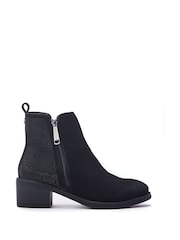 Moda in Pelle Oriane Glitz Back Casual Ankle Black Boots - Image 1 of 4