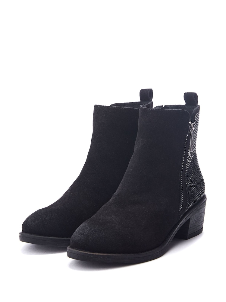 Moda in Pelle Oriane Glitz Back Casual Ankle Black Boots - Image 2 of 4