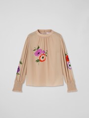 LK Bennett White Fleur Placement Floral Motif Blouse - Image 4 of 4