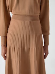 LK Bennett Brown Blakely 2-In-1 Ottoman Skirt Knit Dress - Image 4 of 5
