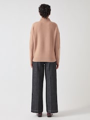 LK Bennett Brown Everly Utility Elbow Patch Rib Sweater - Image 2 of 8
