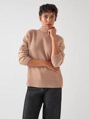 LK Bennett Brown Everly Utility Elbow Patch Rib Sweater - Image 3 of 8