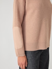 LK Bennett Brown Everly Utility Elbow Patch Rib Sweater - Image 7 of 8