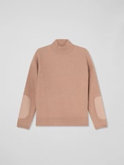 LK Bennett Brown Everly Utility Elbow Patch Rib Sweater - Image 8 of 8