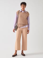 LK Bennett Brown Nila Longline V-Neck Knit Relaxed Tank - Image 1 of 3