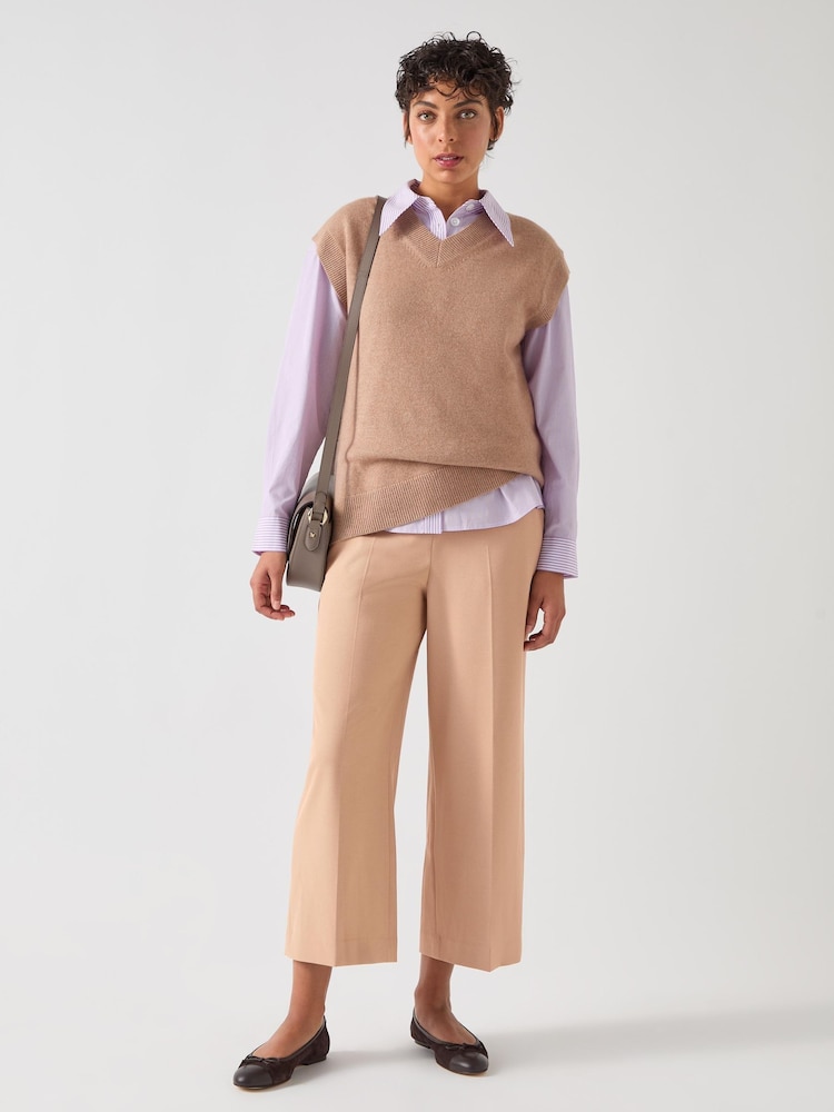 LK Bennett Brown Nila Longline V-Neck Knit Relaxed Tank - Image 1 of 3