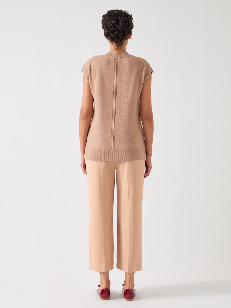 LK Bennett Brown Nila Longline V-Neck Knit Relaxed Tank - Image 2 of 3