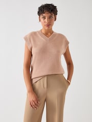LK Bennett Brown Nila Longline V-Neck Knit Relaxed Tank - Image 3 of 3