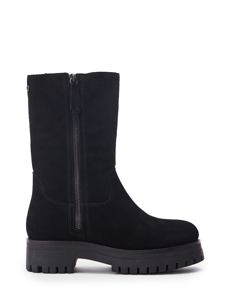 Moda in Pelle Picenza Outside Zip Faux Fur Black Boots - Image 1 of 4