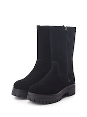 Moda in Pelle Picenza Outside Zip Faux Fur Black Boots - Image 2 of 4