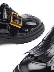 Moda in Pelle SH Arden Chunky gležnjar z luknjičastim vzorcem in vezalkami črni mokasini - Slika 4 iz 4
