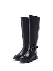 Moda in Pelle Somain Jodper Strap Detail Long Leather Black Boots - Image 1 of 4