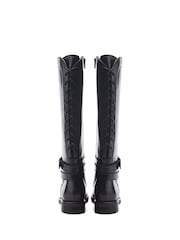 Moda in Pelle Somain Jodper Strap Detail Long Leather Black Boots - Image 2 of 4