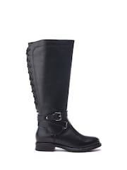 Moda in Pelle Somain Jodper Strap Detail Long Leather Black Boots - Image 4 of 4