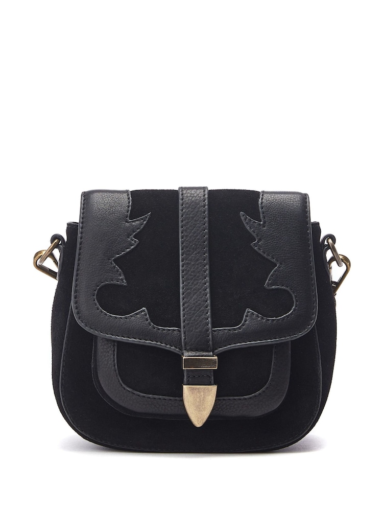 Moda In Pelle Alyson Western Leather Suede Cross Body Bag - Image 1 of 4
