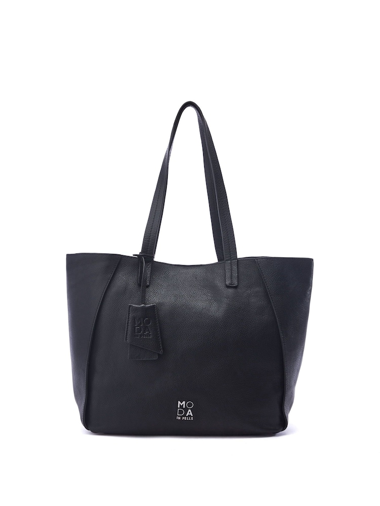 Moda in Pelle Aspen Leather Tote Black Bag - Image 1 of 4