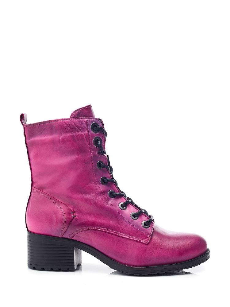 Розовый - Moda in Pelle BEZZIE LACE UP LEATHER ANKLE BOOT - Image 1 of 4
