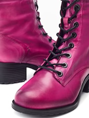 Розовый - Moda in Pelle BEZZIE LACE UP LEATHER ANKLE BOOT - Image 4 of 4
