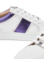 Moda in Pelle Bethel Stripe Panel Flat Sole Leather White Trainers - Image 4 of 4