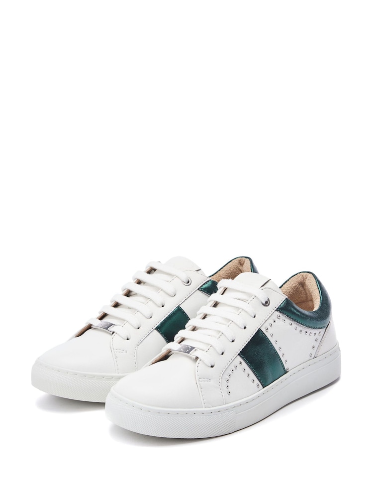 Moda in Pelle Bethel Stripe Panel Flat Sole Leather Trainers - Image 2 of 4