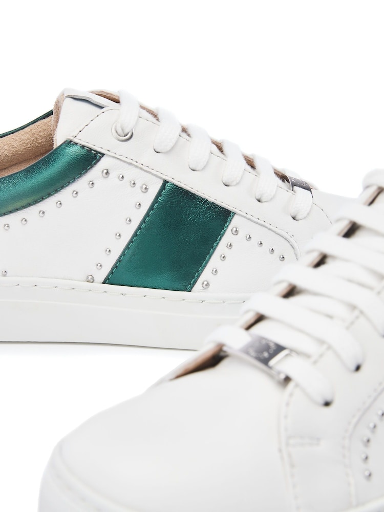 Moda in Pelle Bethel Stripe Panel Flat Sole Leather Trainers - Image 4 of 4
