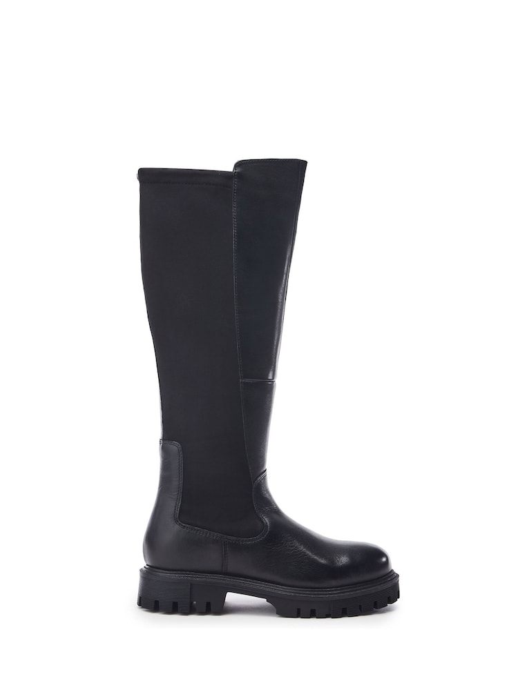 Moda in Pelle Palapi Knee High Leather Long Black Boots - Image 1 of 4