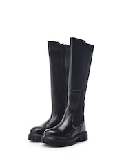 Moda in Pelle Palapi Knee High Leather Long Black Boots - Image 2 of 4