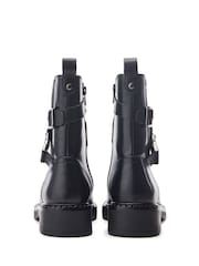 Moda in Pelle Piorro Buckle and Clip Detail Leather Ankle Boots - Imaginea 3 din 4