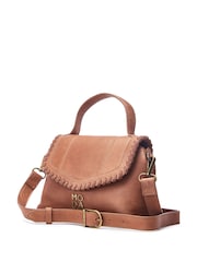 Moda in Pelle Amelia Whipstitch Detail Leather Brown Cross-Body Bag - Image 2 of 4