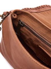 Moda in Pelle Amelia Whipstitch Detail Leather Brown Cross-Body Bag - Image 4 of 4