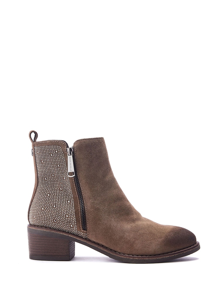 Moda in Pelle Oriane Glitz Back Casual Ankle Brown Boots - Image 1 of 4