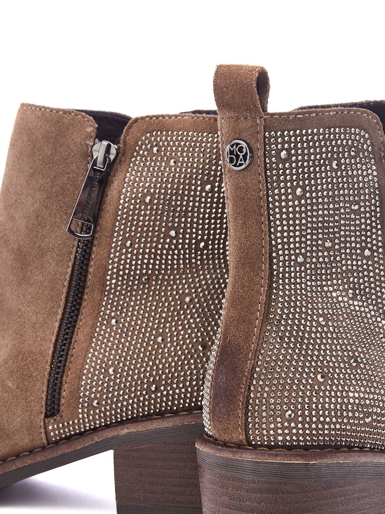 Moda in Pelle Oriane Glitz Back Casual Ankle Brown Boots - Image 4 of 4