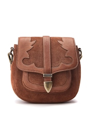 Moda In Pelle Alyson Western Leather Suede Cross Body Bag - Image 1 of 4