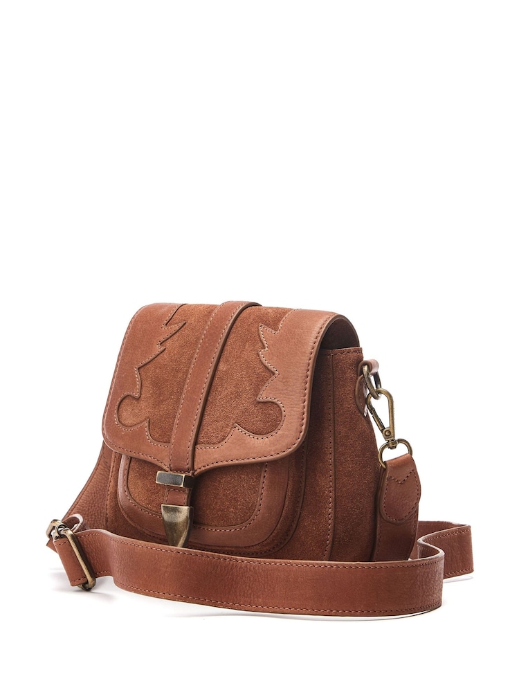 Moda In Pelle Alyson Western Leather Suede Cross Body Bag - Image 3 of 4