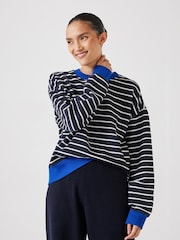 Hush Blue Luca Stripe Heavyweight 100% Cotton Sweatshirt - Image 1 of 5