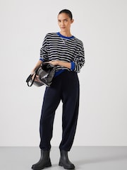 Hush Blue Luca Stripe Heavyweight 100% Cotton Sweatshirt - Image 2 of 5