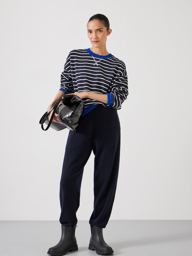 Hush Blue Luca Stripe Heavyweight 100% Cotton Sweatshirt - Image 2 of 5