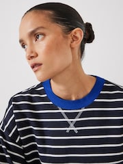 Hush Blue Luca Stripe Heavyweight 100% Cotton Sweatshirt - Image 4 of 5