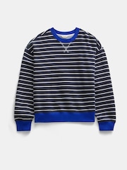Hush Blue Luca Stripe Heavyweight 100% Cotton Sweatshirt - Image 5 of 5
