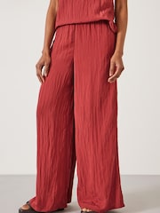 Hush Orange Mabel Fluid Wide Leg Crinkle Trousers - Image 1 of 5
