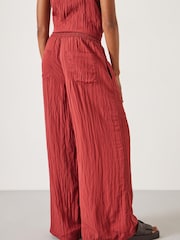 Hush Orange Mabel Fluid Wide Leg Crinkle Trousers - Image 2 of 5