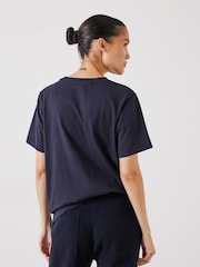 Blau - Hush Metallic Print Oversized Graphic 100% Cotton T-Shirt - Bild 2 von 5