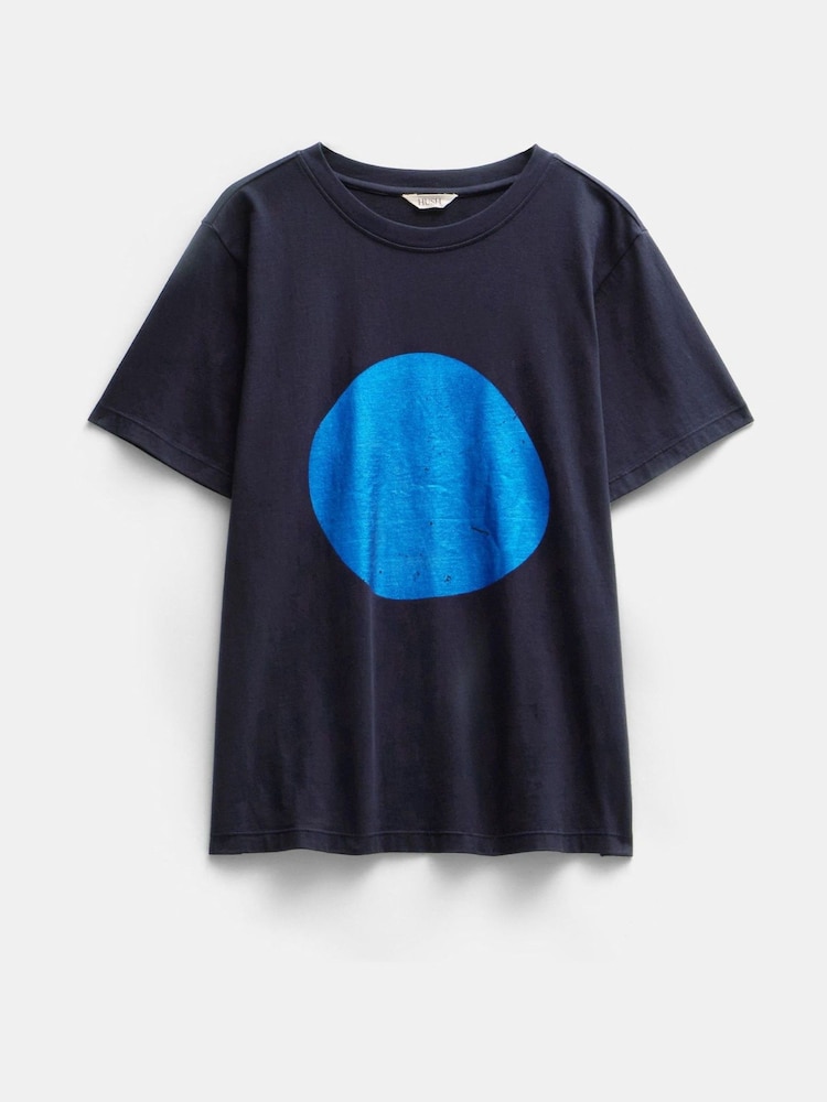 Blau - Hush Metallic Print Oversized Graphic 100% Cotton T-Shirt - Bild 5 von 5