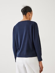Hush Navy Blue Emily Puff Sleeve 100% Cotton Jersey Top - Image 3 of 5