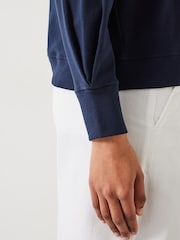 Hush Navy Blue Emily Puff Sleeve 100% Cotton Jersey Top - Image 4 of 5