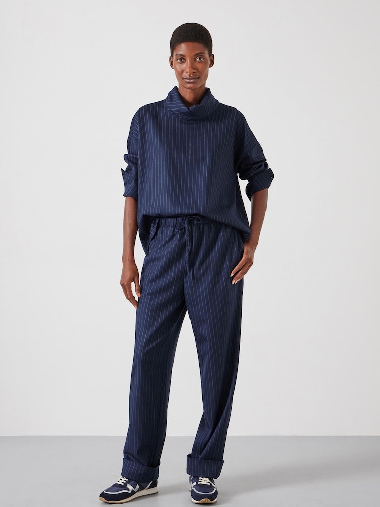 Hush Blue Pinstripe Wool Blend Top - Image 2 of 5