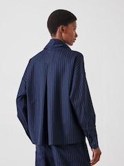 Hush Blue Pinstripe Wool Blend Top - Image 3 of 5