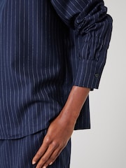 Hush Blue Pinstripe Wool Blend Top - Image 4 of 5