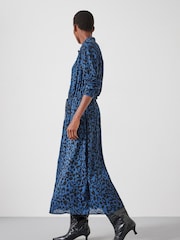 Hush Blue Printed Long Sleeve Midi Shirt Dress - Image 3 of 4