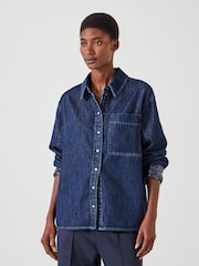 Hush Blue Sequin Detail Denim Shirt - Image 1 of 5
